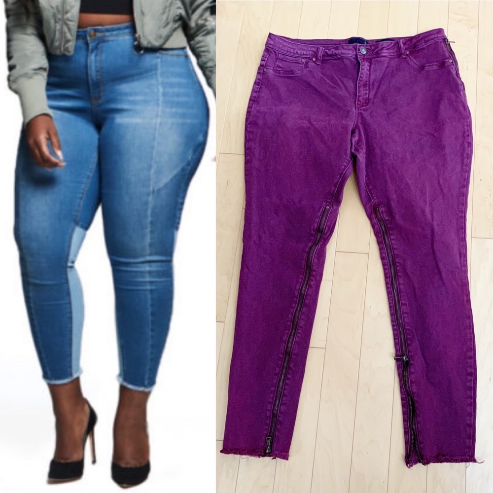 Lala Anthony High Rise‎ Stiletto Jeans w Leg Zip 16 EUC